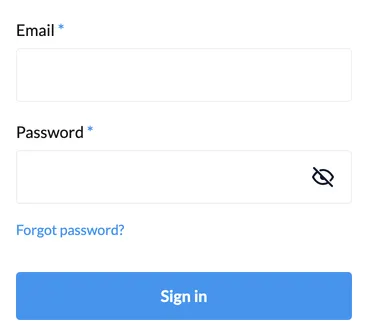 AnteRedacts login med felterne e-mail og adgangskode.